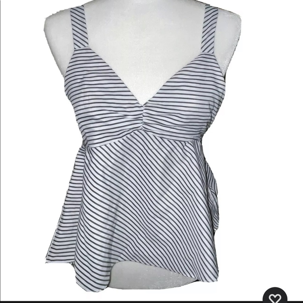 White and black striped baby doll shirt size small